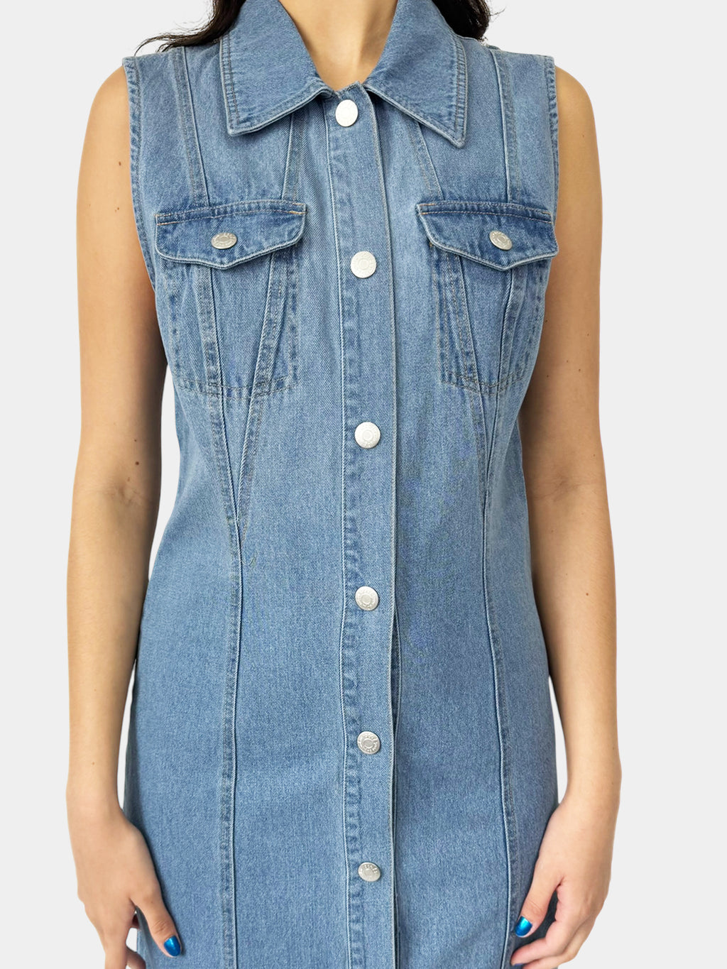 Denim Button-Up Midi Dress