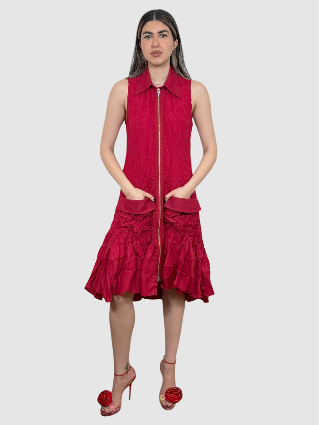 Textured Zip-Up Dress