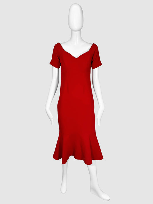 Off-the-Shoulder Flare Midi Dress - Size 4