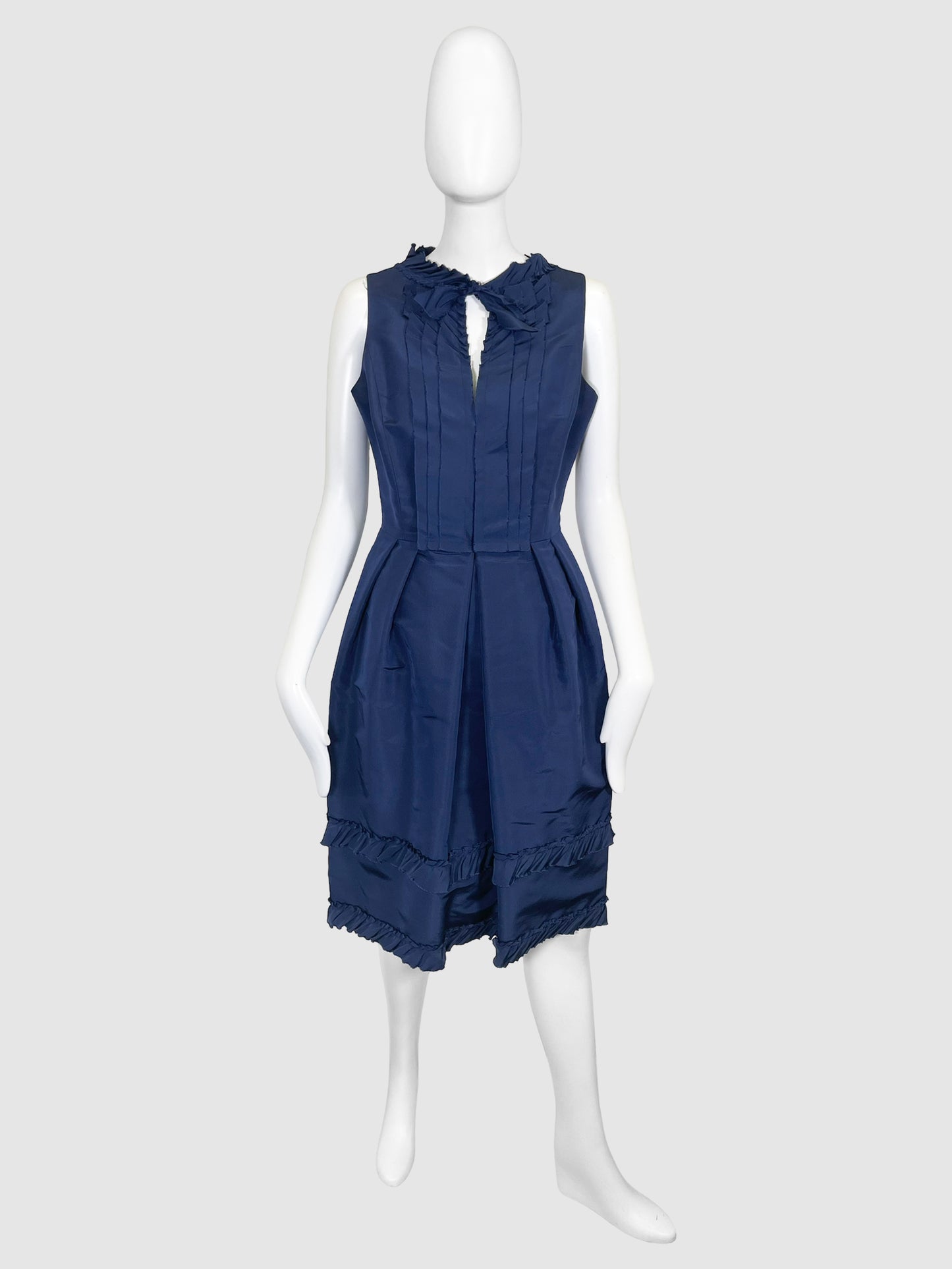 Oscar de la Renta Sleeveless Ruffle-Trim Dress - Size 10