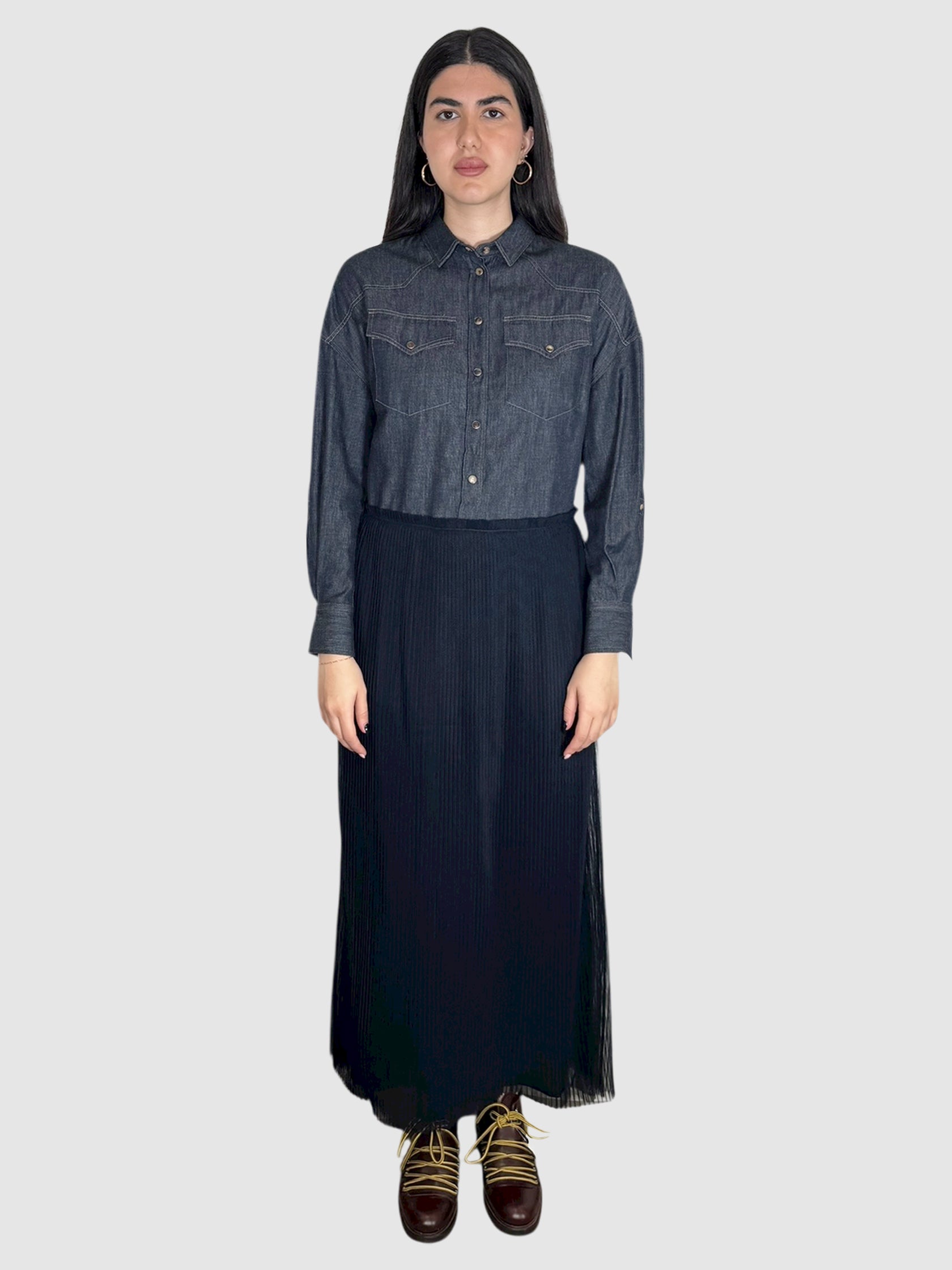BRUNELLO CUCINELLI Denim Tulle Dress - Size M Second Nature Boutique BRUNELLO CUCINELLI Denim Tulle Dress - Size M Second Nature Boutique