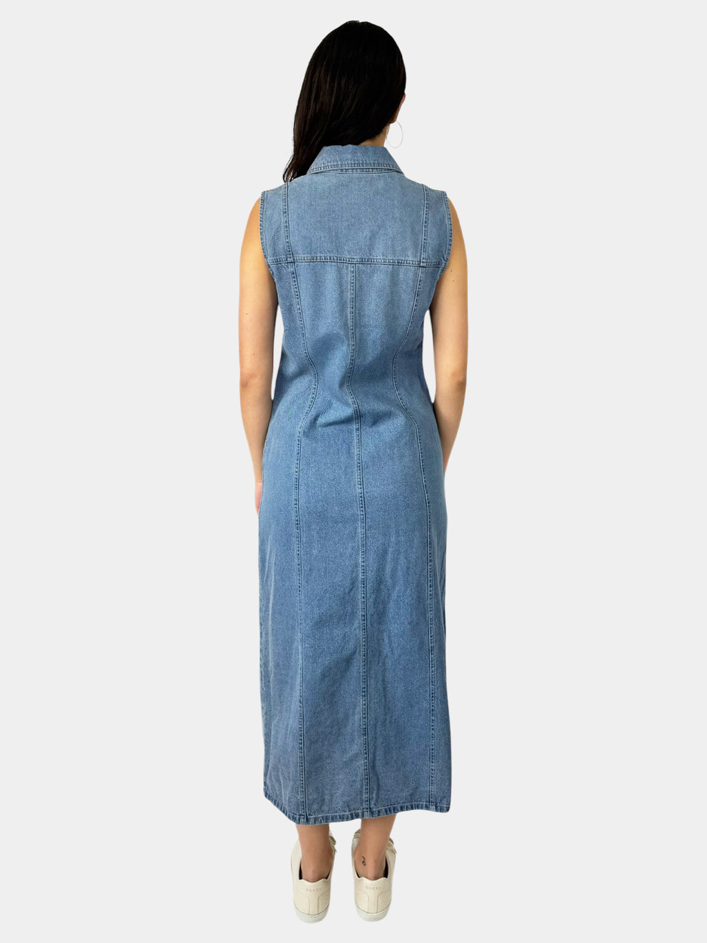 Denim Button-Up Midi Dress