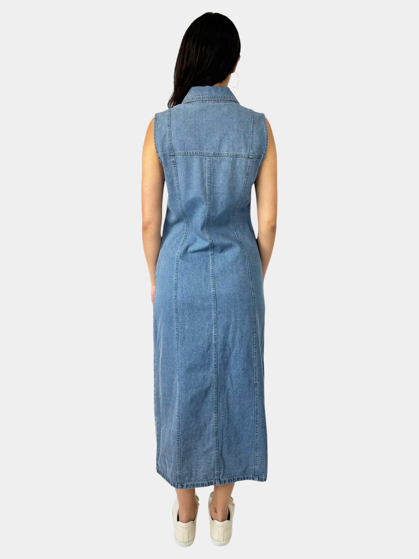 Denim Button-Up Midi Dress