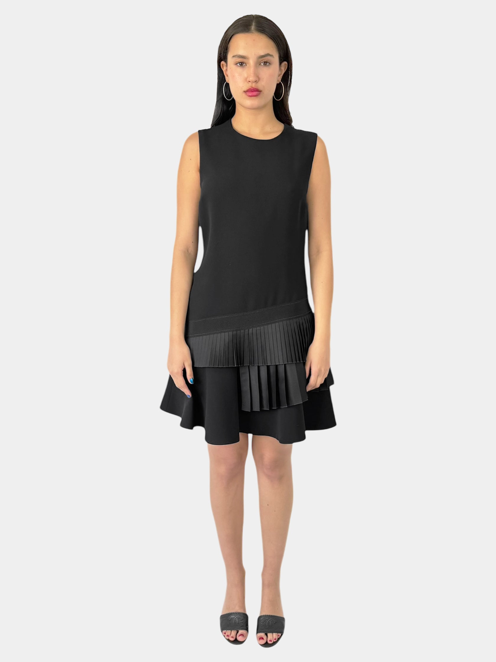 Asymmetric Pleated Mini Dress - Size 10
