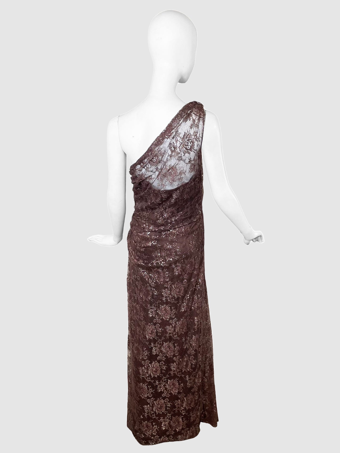 Lace One Shoulder Maxi Dress - Size 10