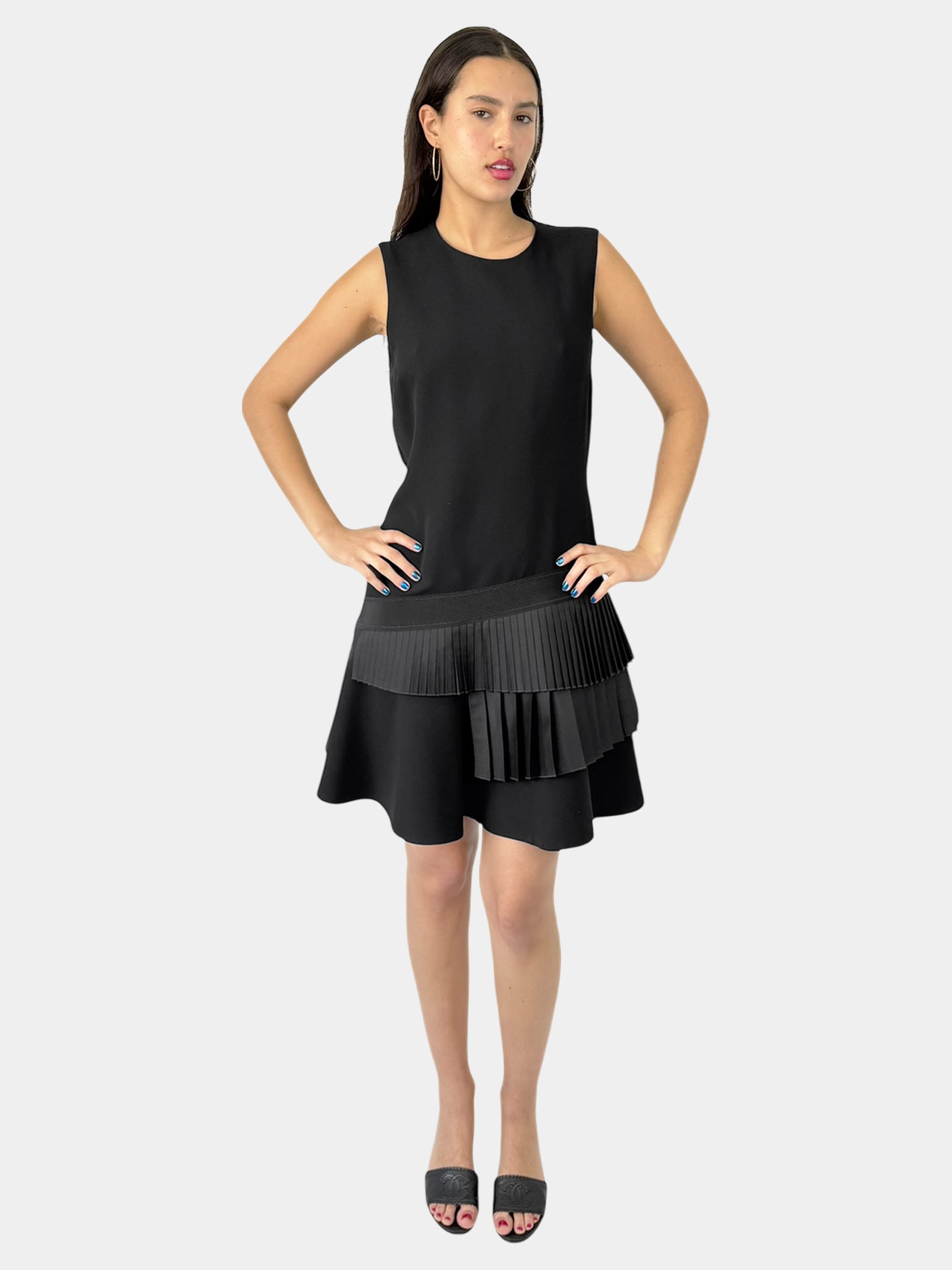 Asymmetric Pleated Mini Dress - Size 10