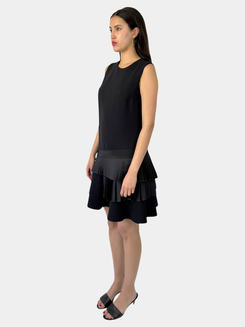 Asymmetric Pleated Mini Dress - Size 10
