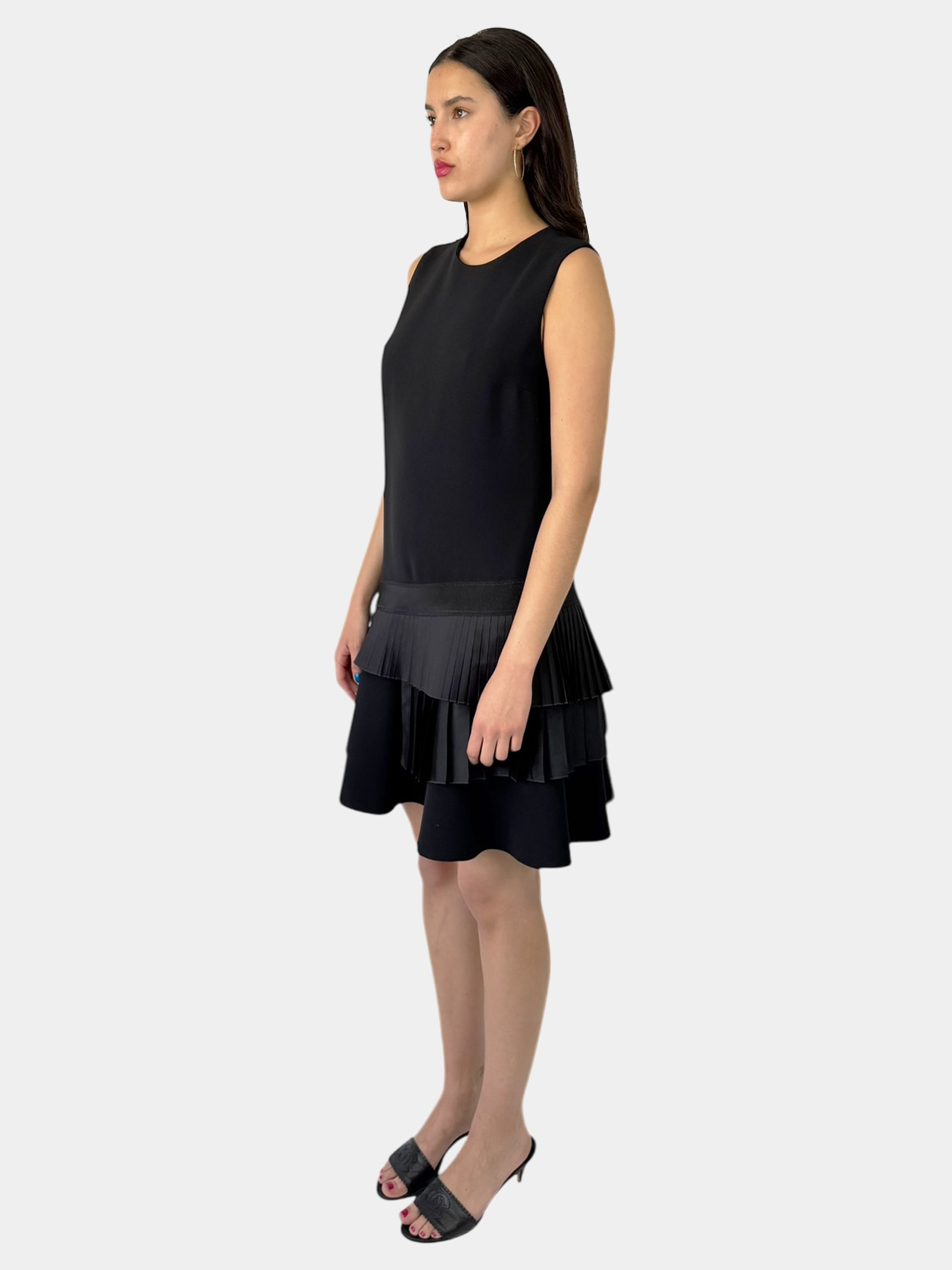 Asymmetric Pleated Mini Dress - Size 10
