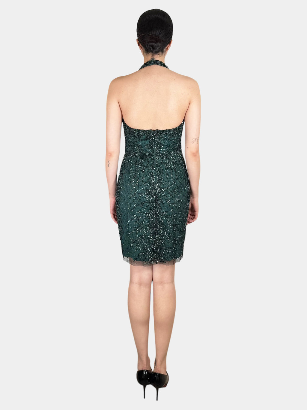 Beaded Halter Mini Dress - Size 2