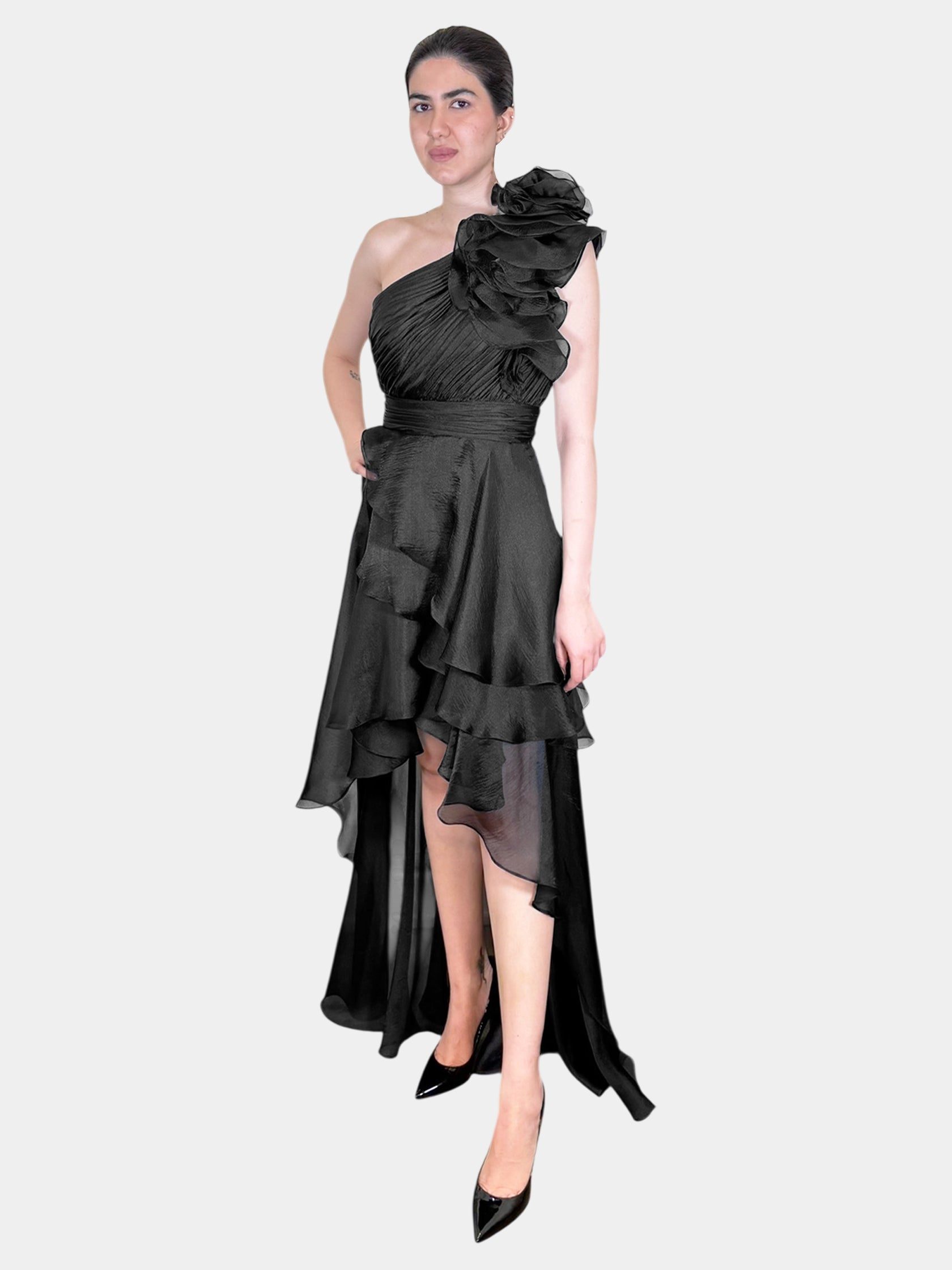 One-Shoulder Chiffon Dress