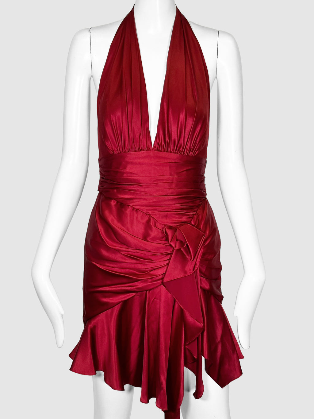 Silk Halter Neck Ruch Dress - Size 36