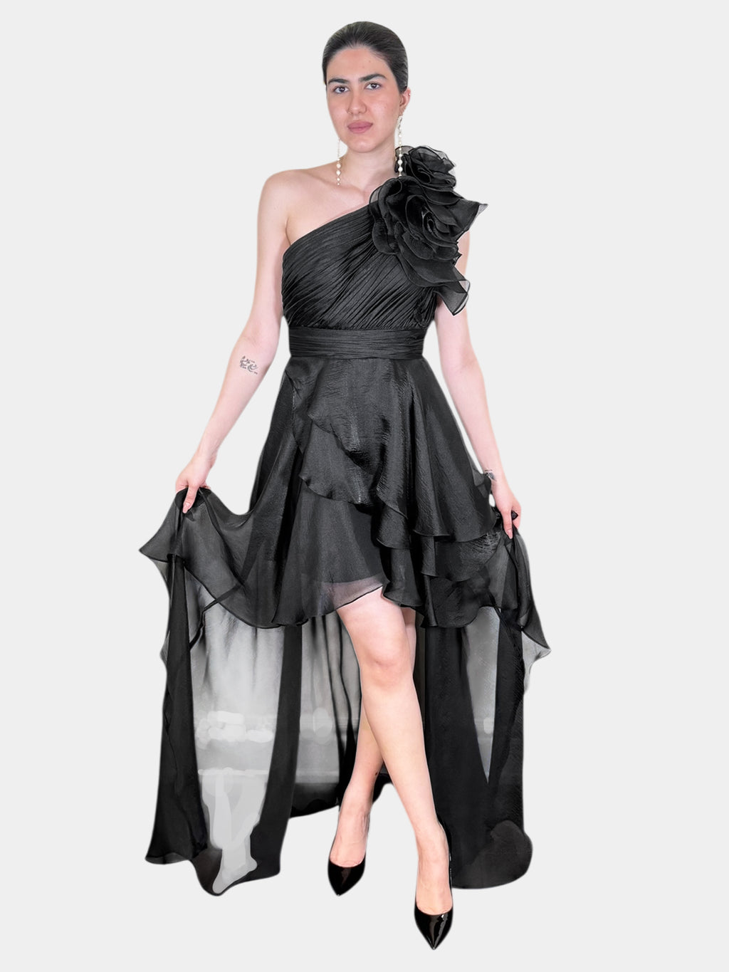 One-Shoulder Chiffon Dress