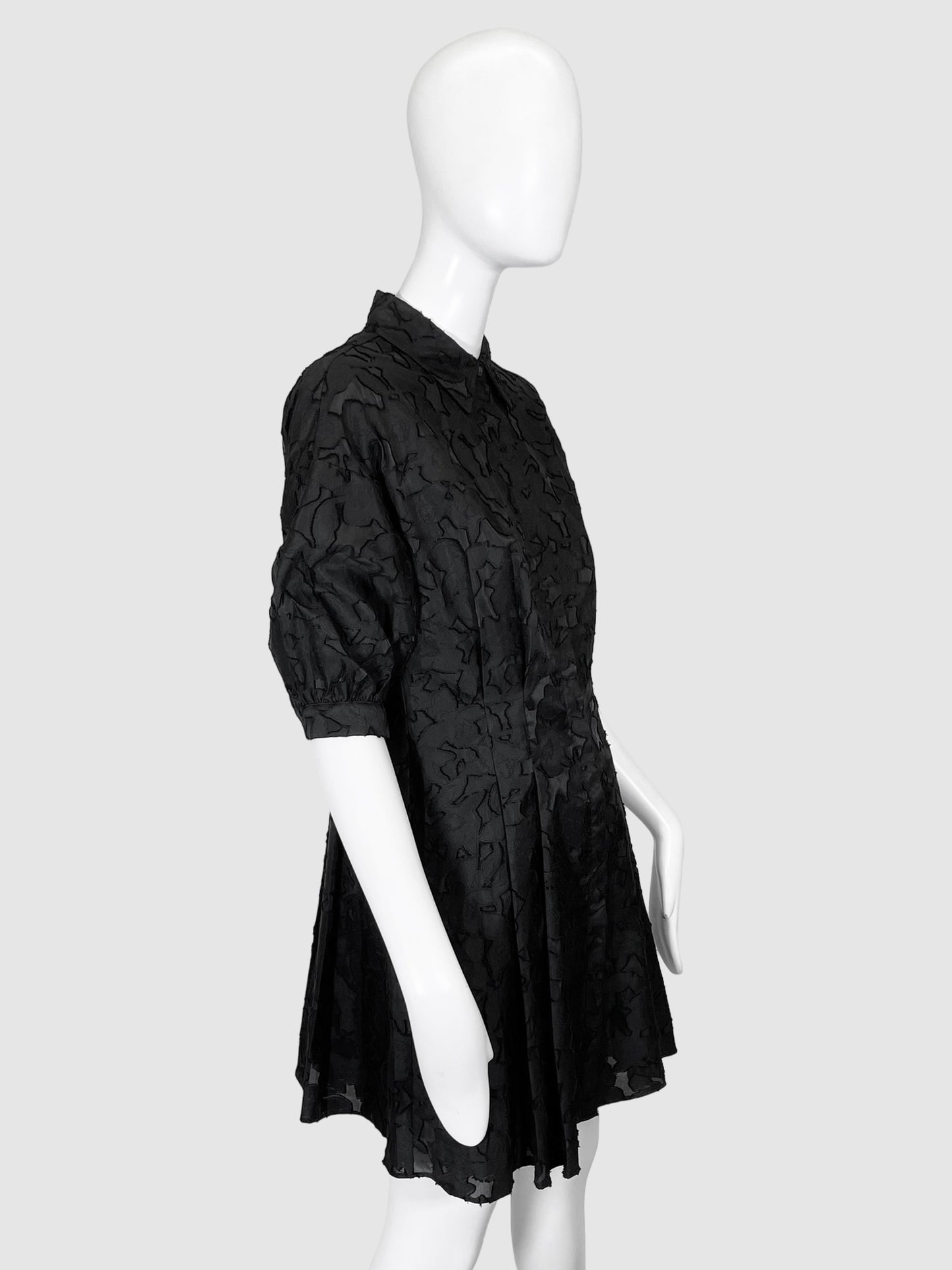 Club Monaco Textured Dress with Puff Sleeves - Size 2