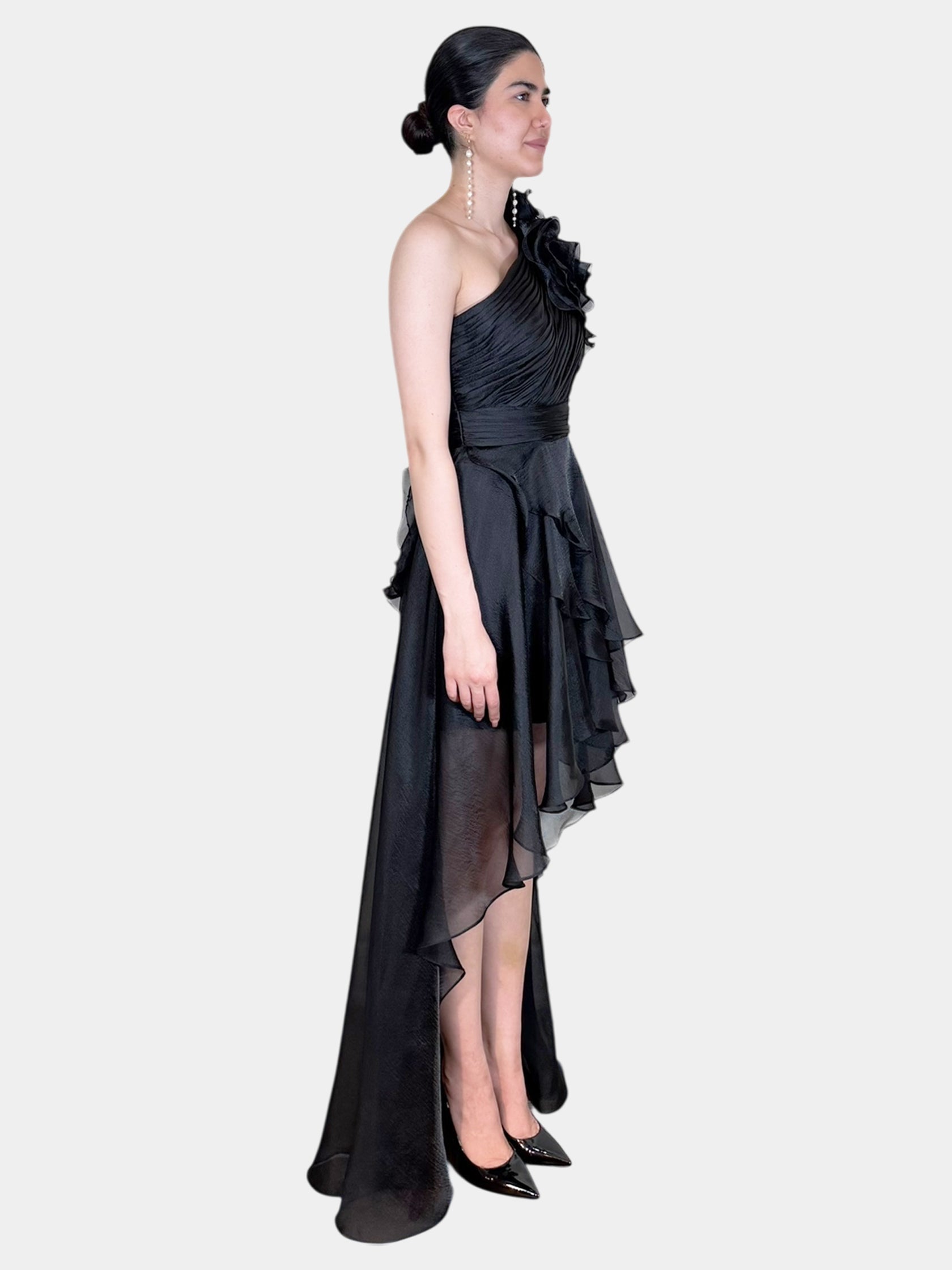 One-Shoulder Chiffon Dress