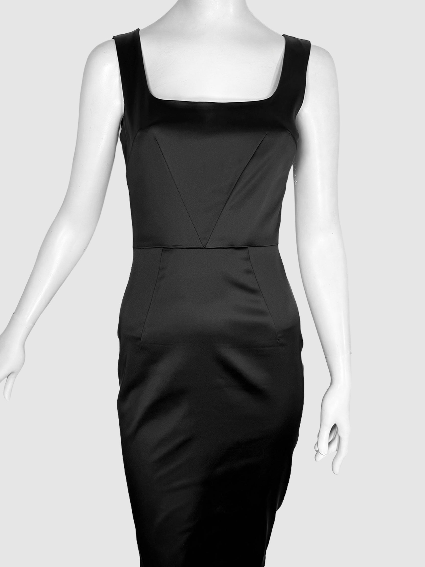 Stretch Satin Sleeveless Fitted Dress - Size 40