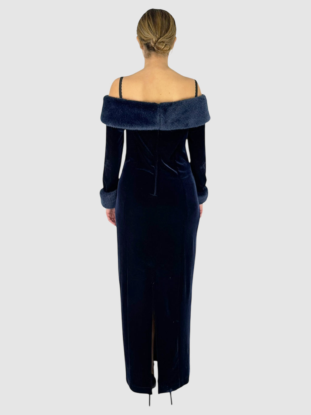 Fur Trim Velvet Dress