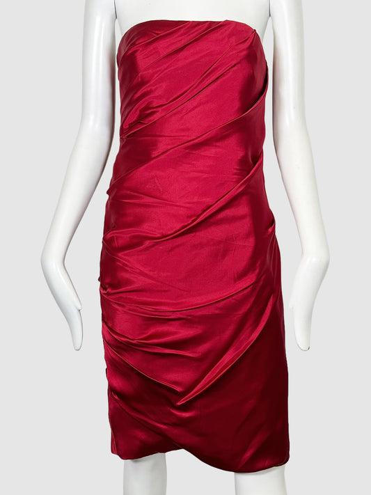 Strapless Silk Ruch Dress - Size 6