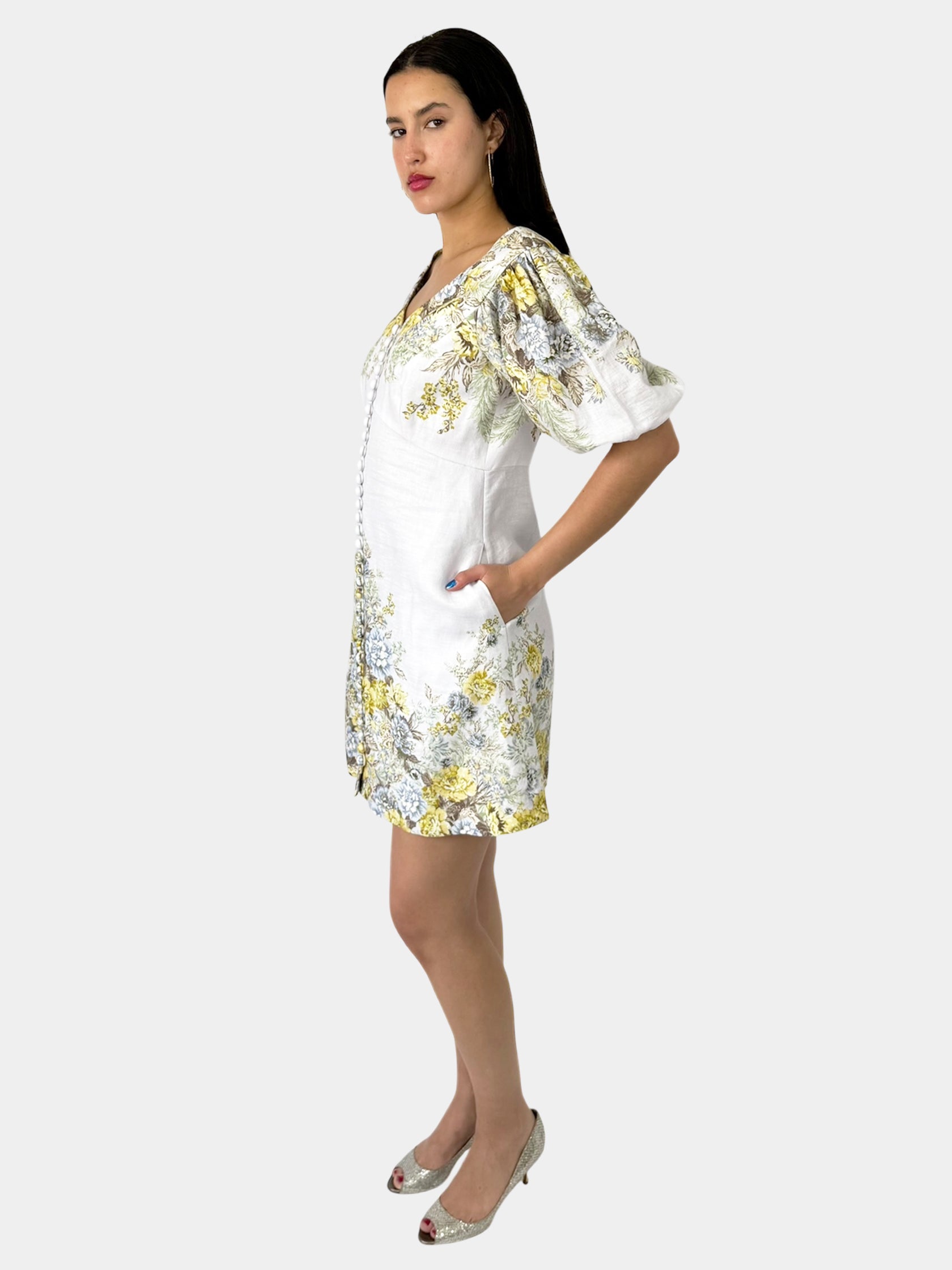 Linen Floral Mini Dress