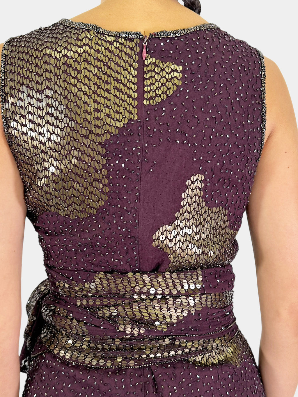 Sequin Maxi Dress with Scarf - Size 8