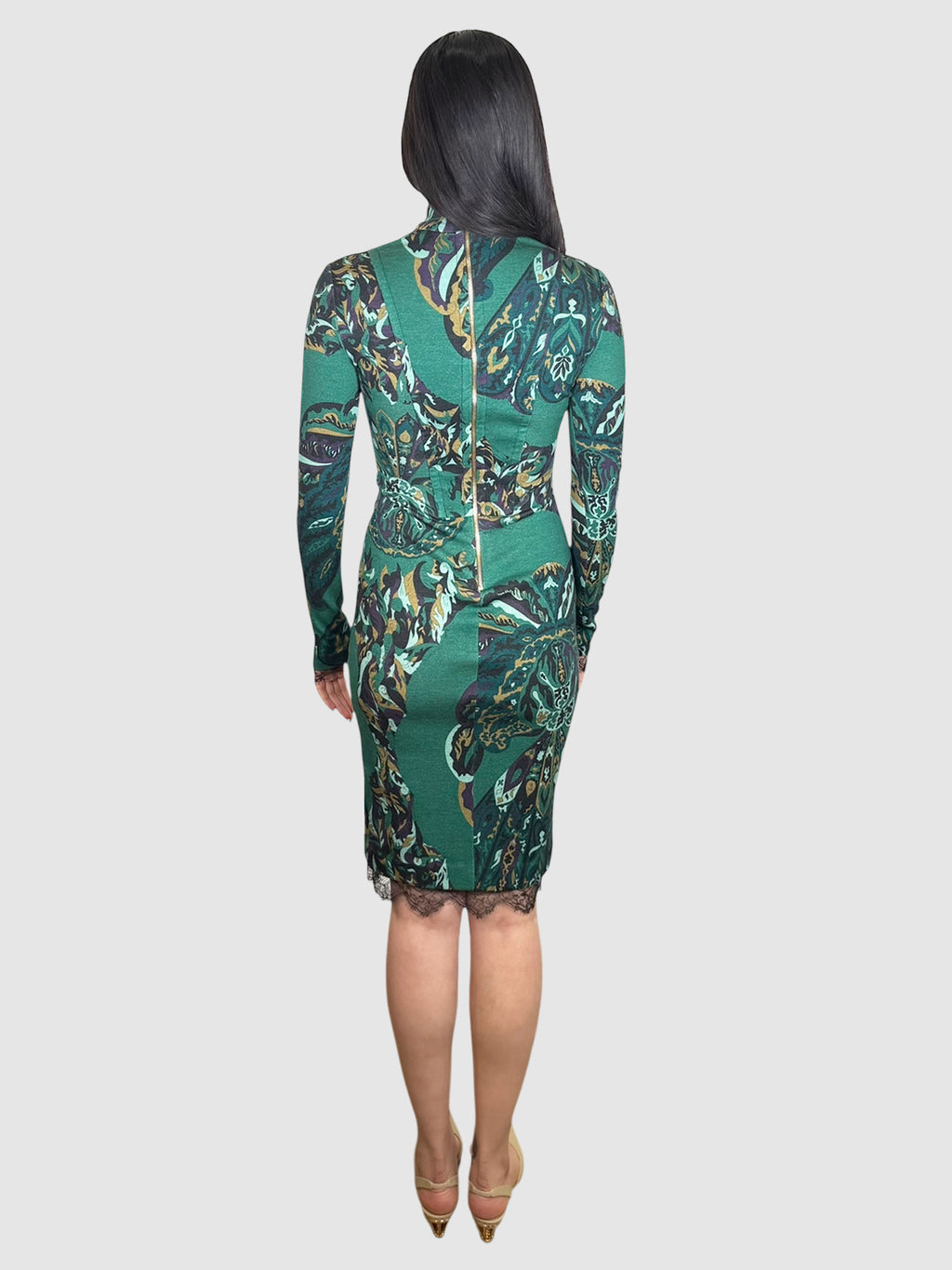 Lace Trim Printed Dress