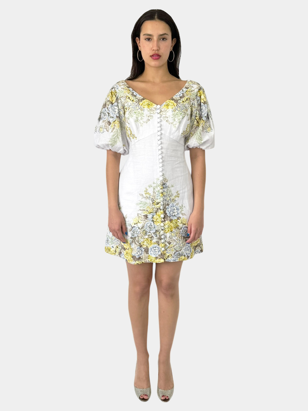 Linen Floral Mini Dress