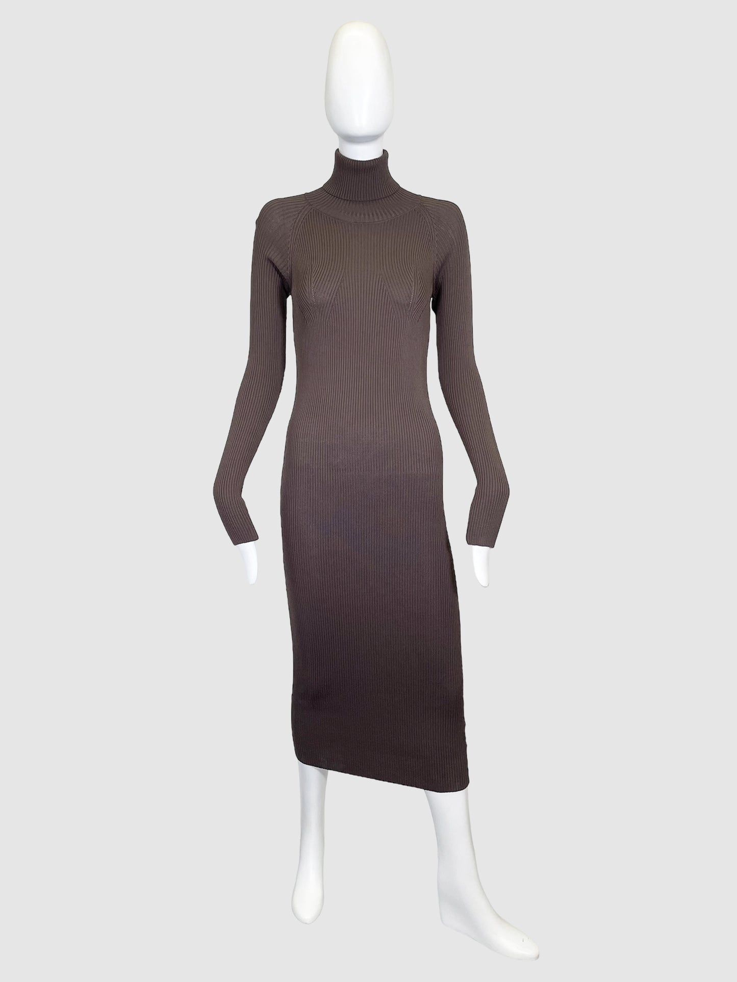 Birgitte Herskind Ribbed Mock Neck Open Back Dress - Size XS