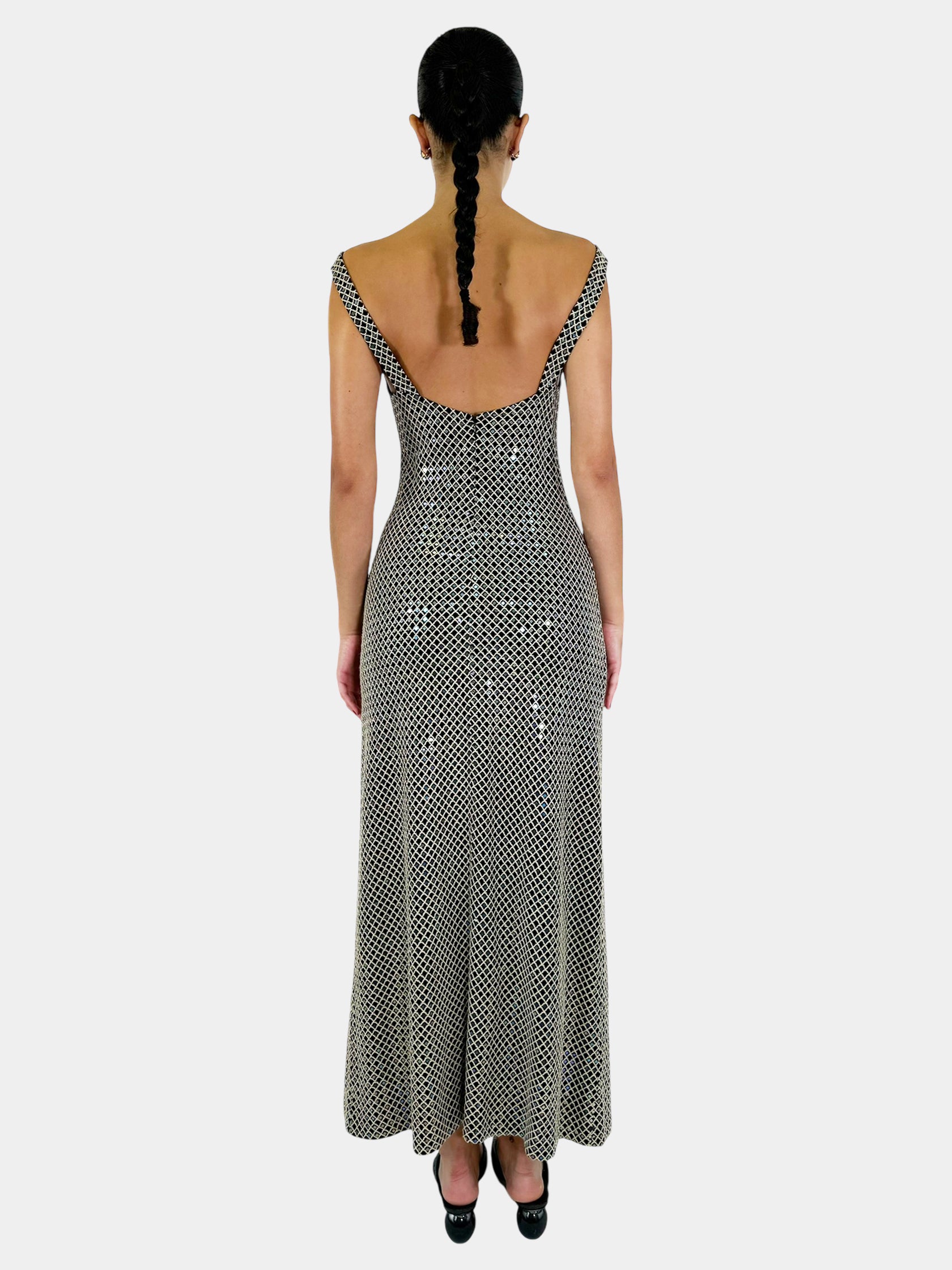 Knit Sequinned Cowl Neck Dress - Size 2