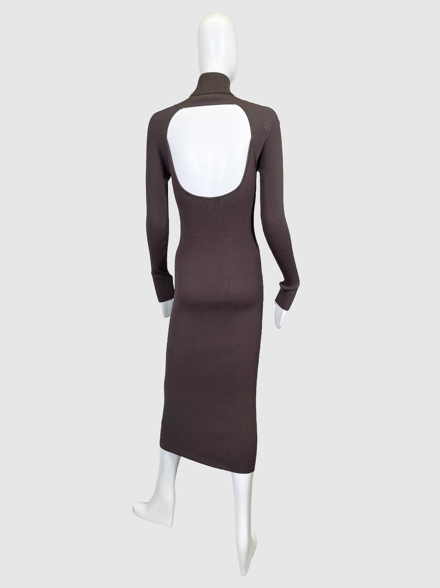 Birgitte Herskind Ribbed Mock Neck Open Back Dress - Size XS