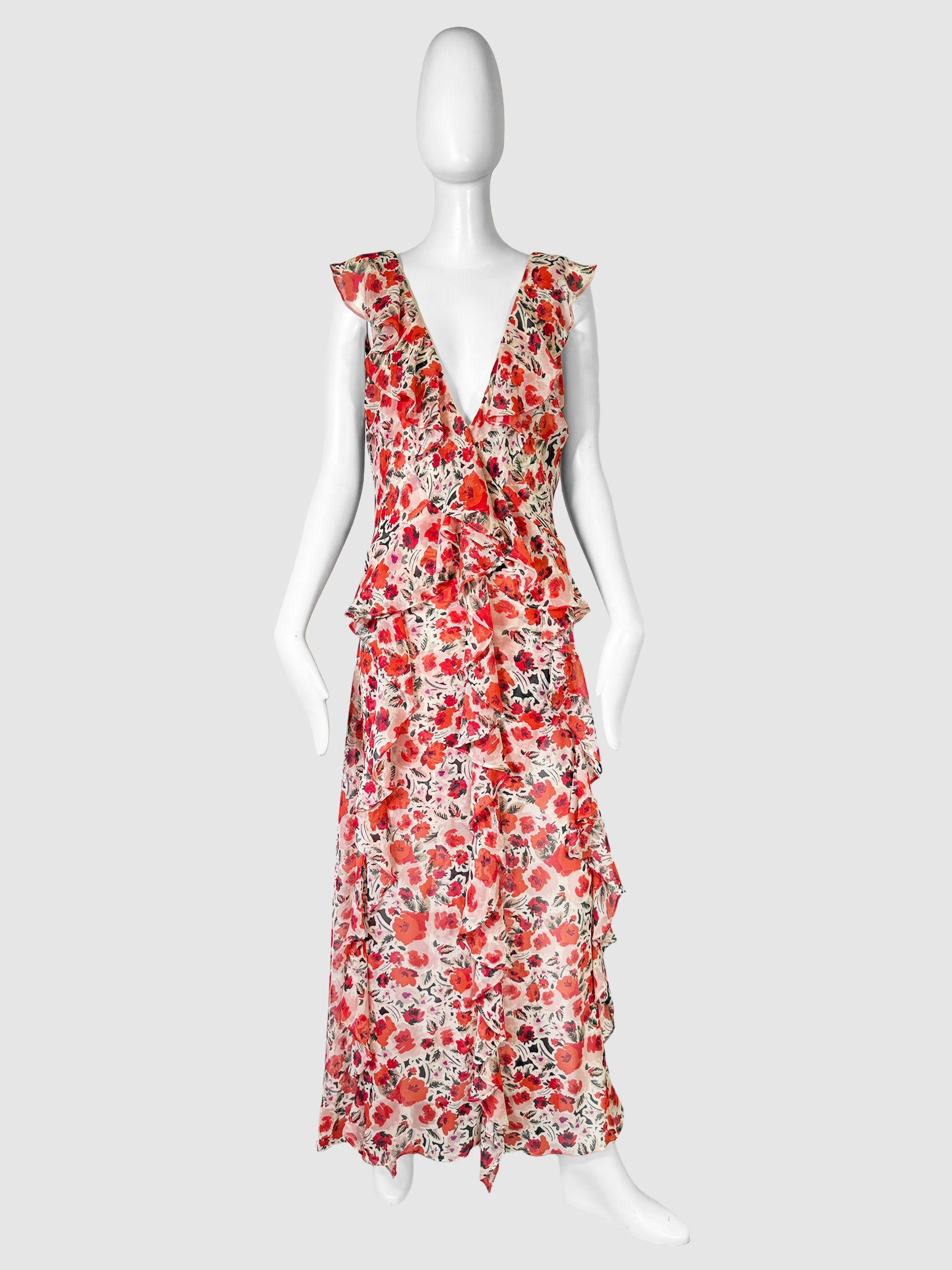 Floral Print Maxi Dress - Size L