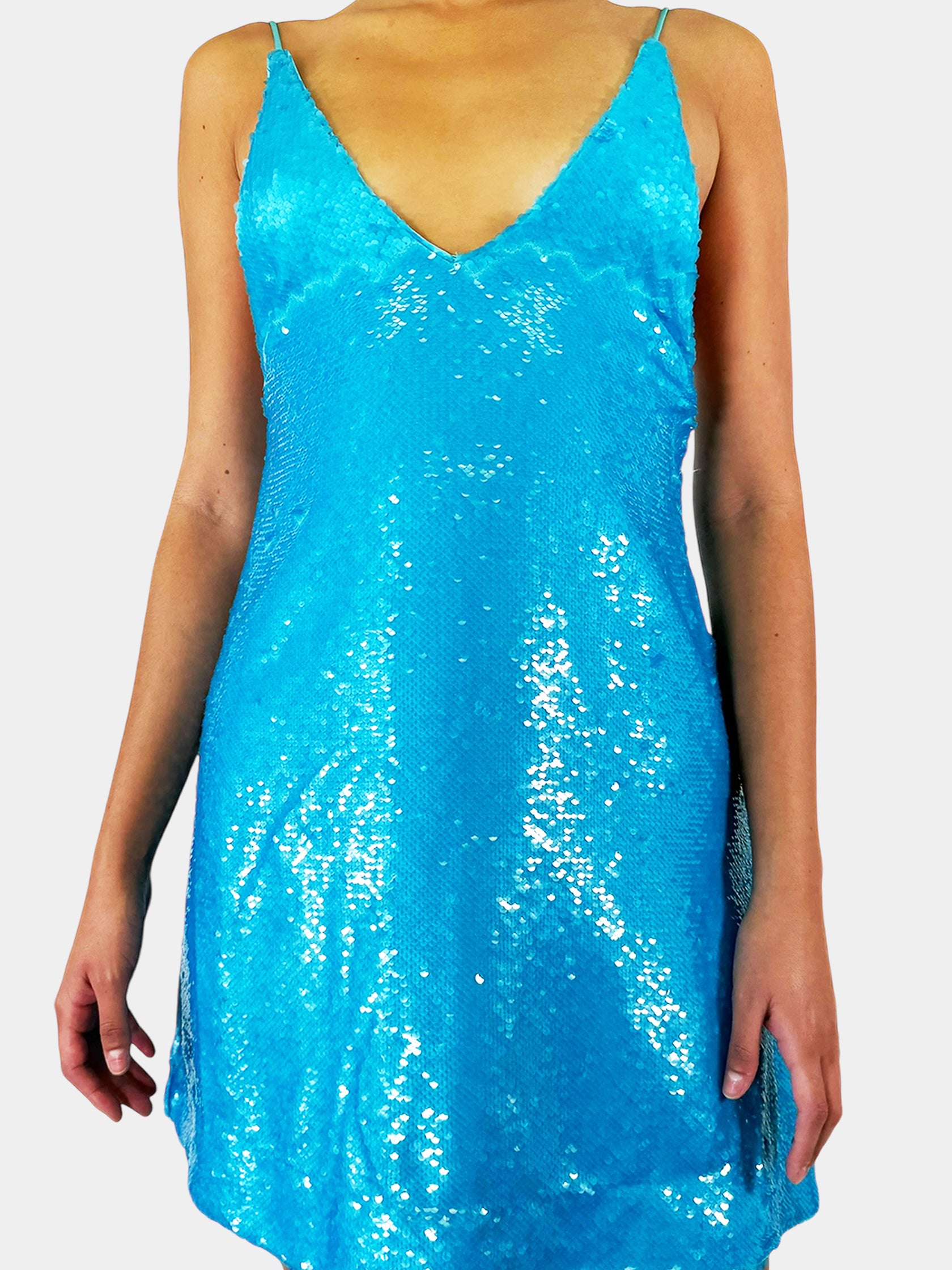Sequin Spaghetti Strap Mini Dress - Size 36