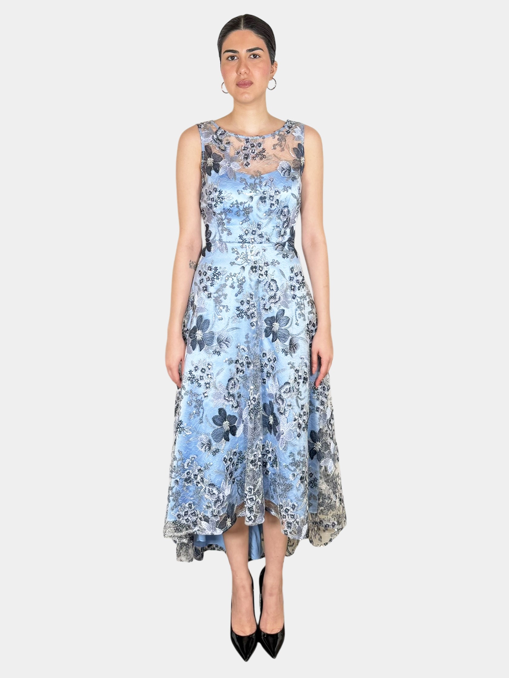 Floral Embroidered Midi Dress - Size 6