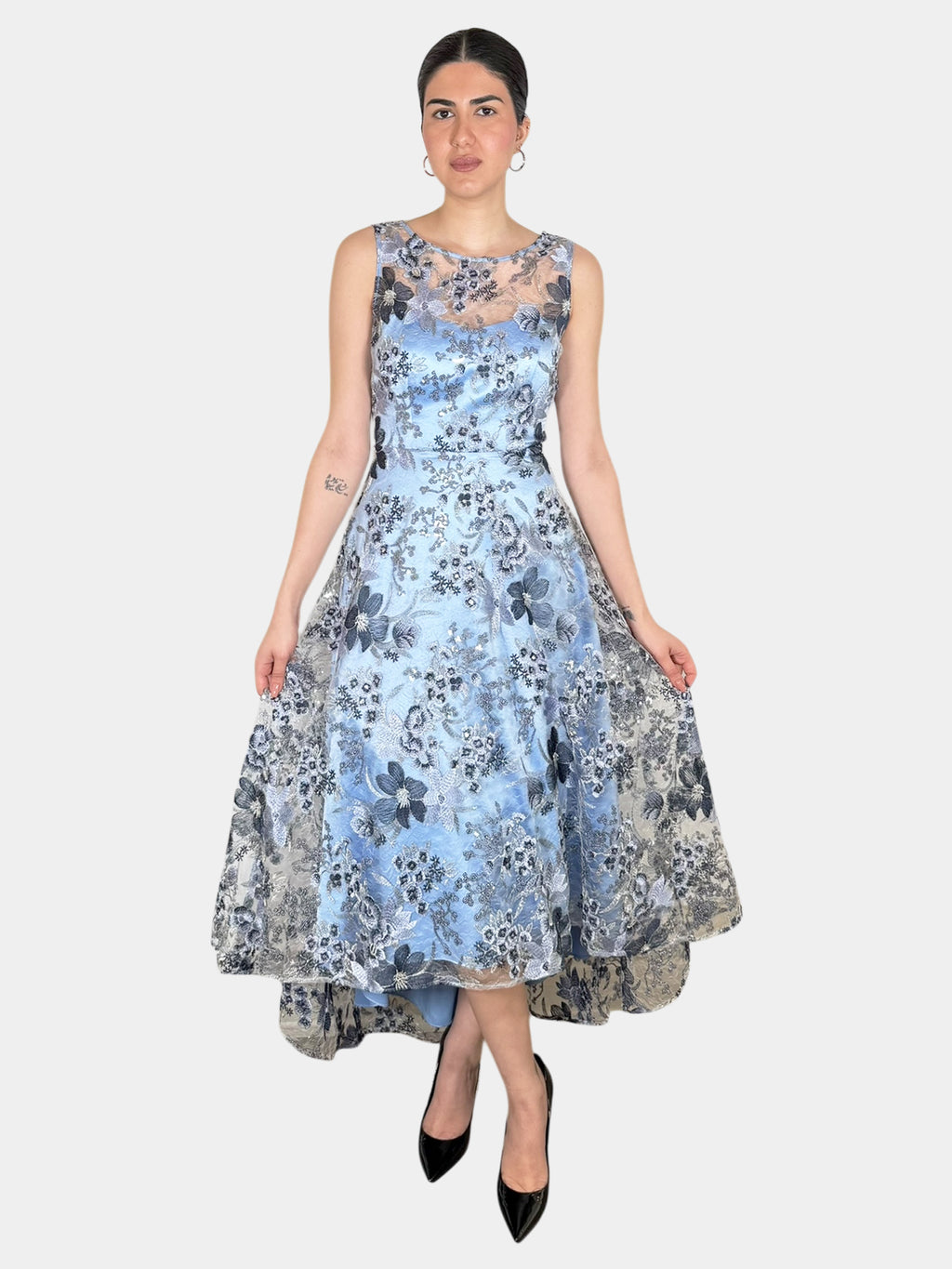 Floral Embroidered Midi Dress - Size 6