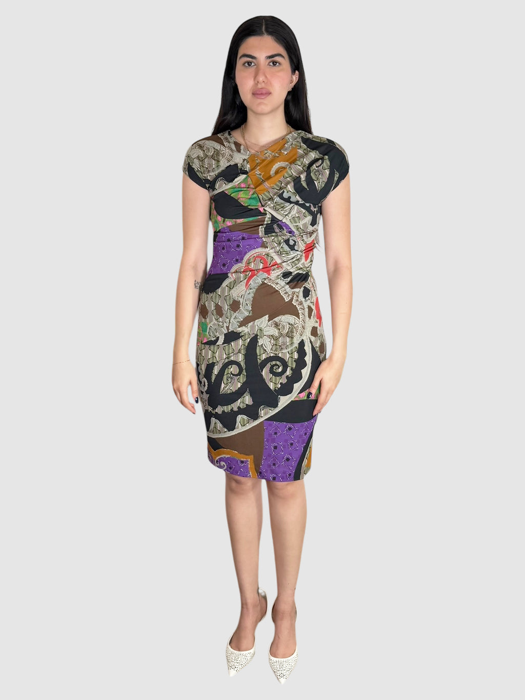 Printed Ruched Dress