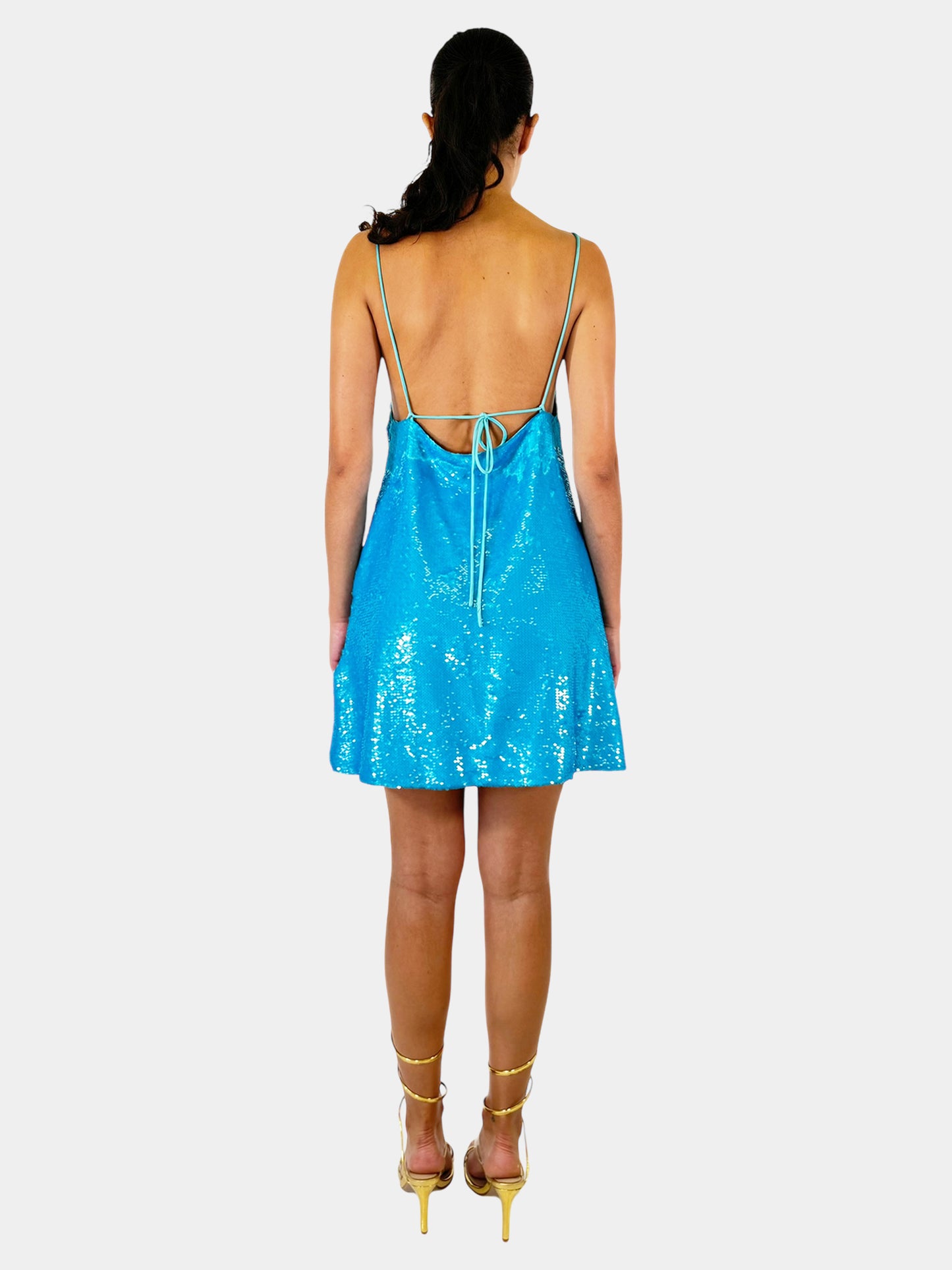 Sequin Spaghetti Strap Mini Dress - Size 36