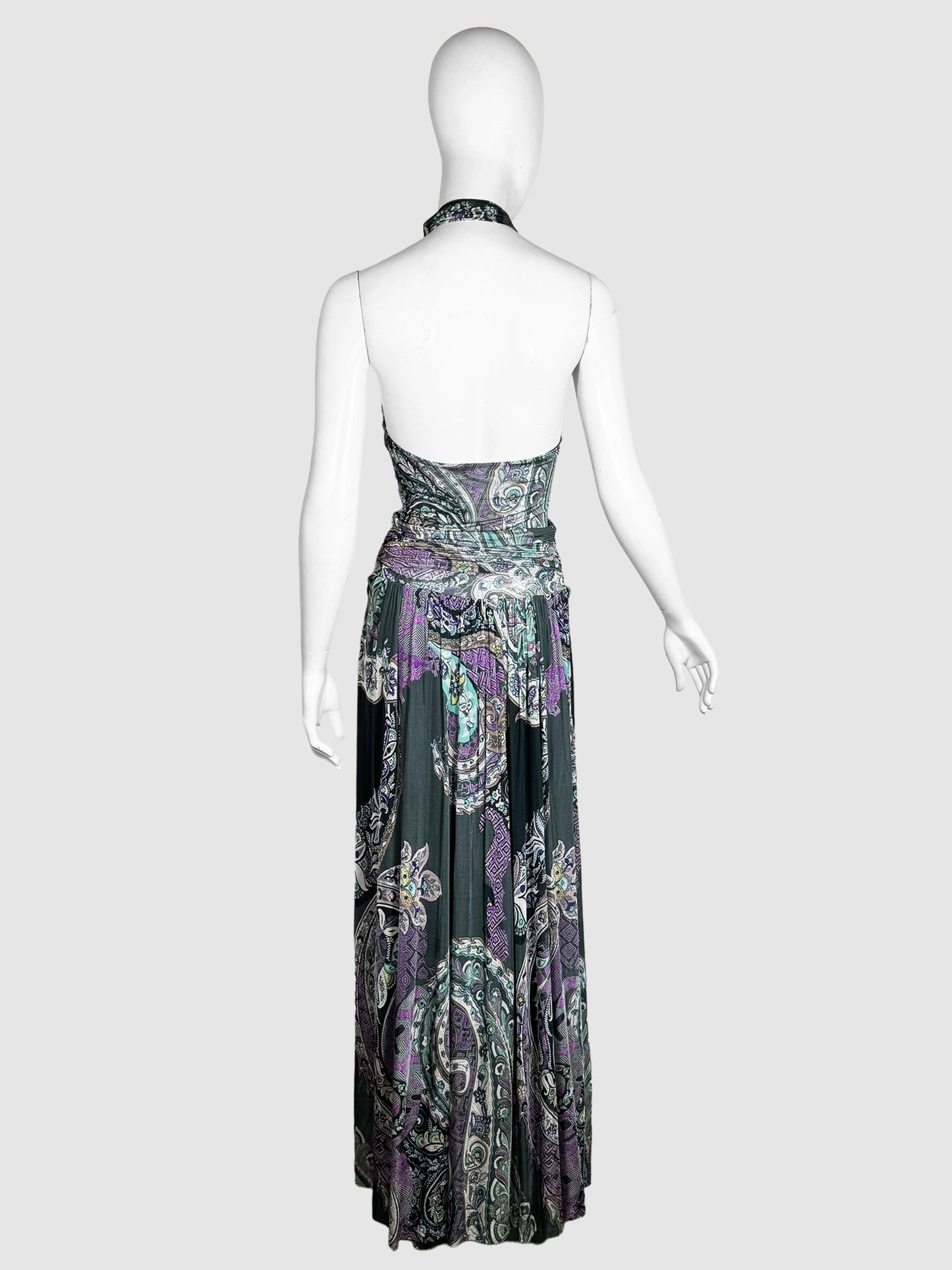 Paisley Print Halter Dress - Size 40