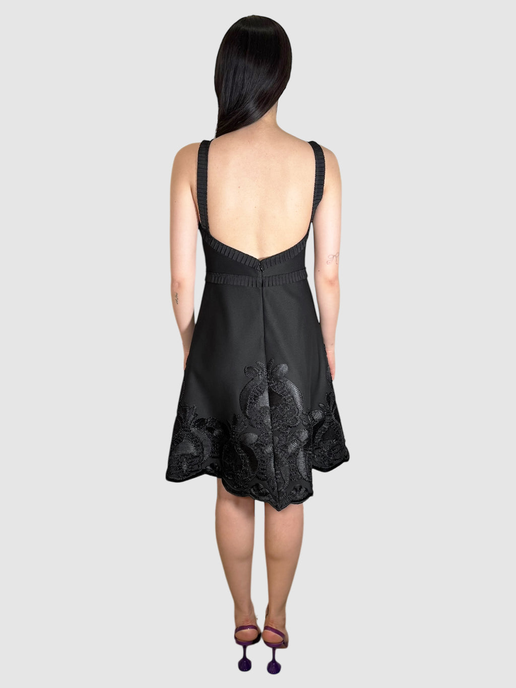 Embroidered Backless Dress