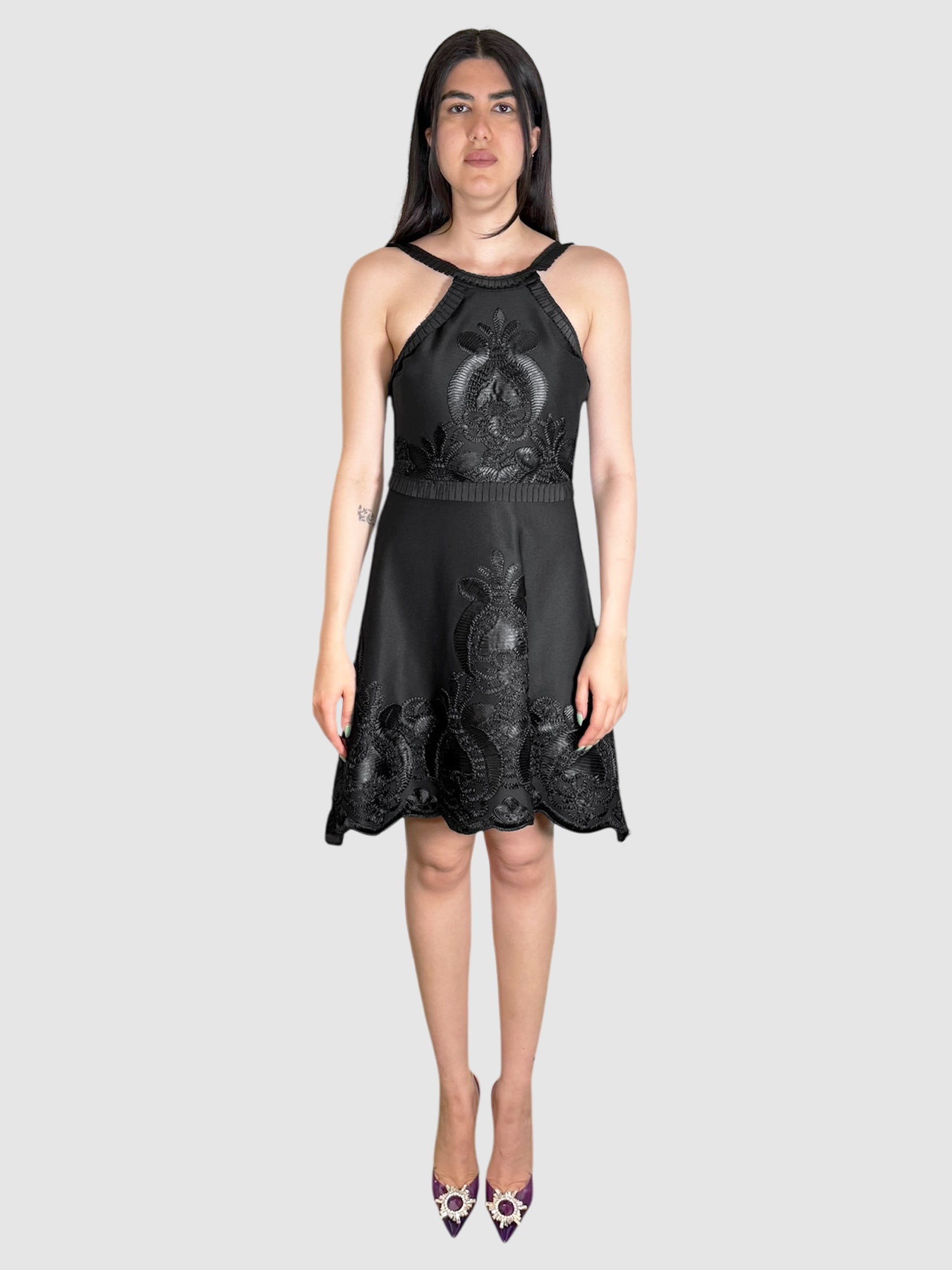 Embroidered Backless Dress