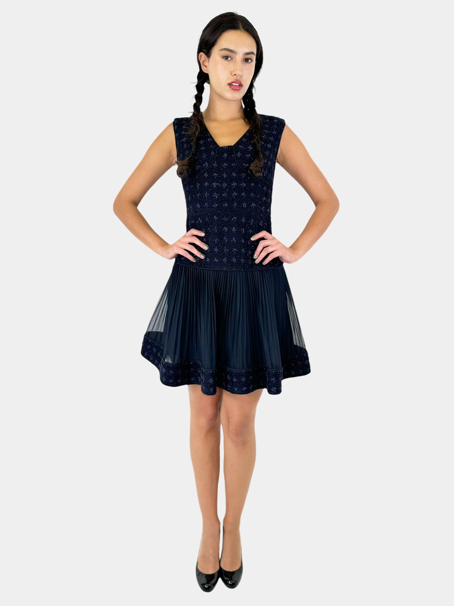 Tartan Pleated Fit Flare Dress - Size 4