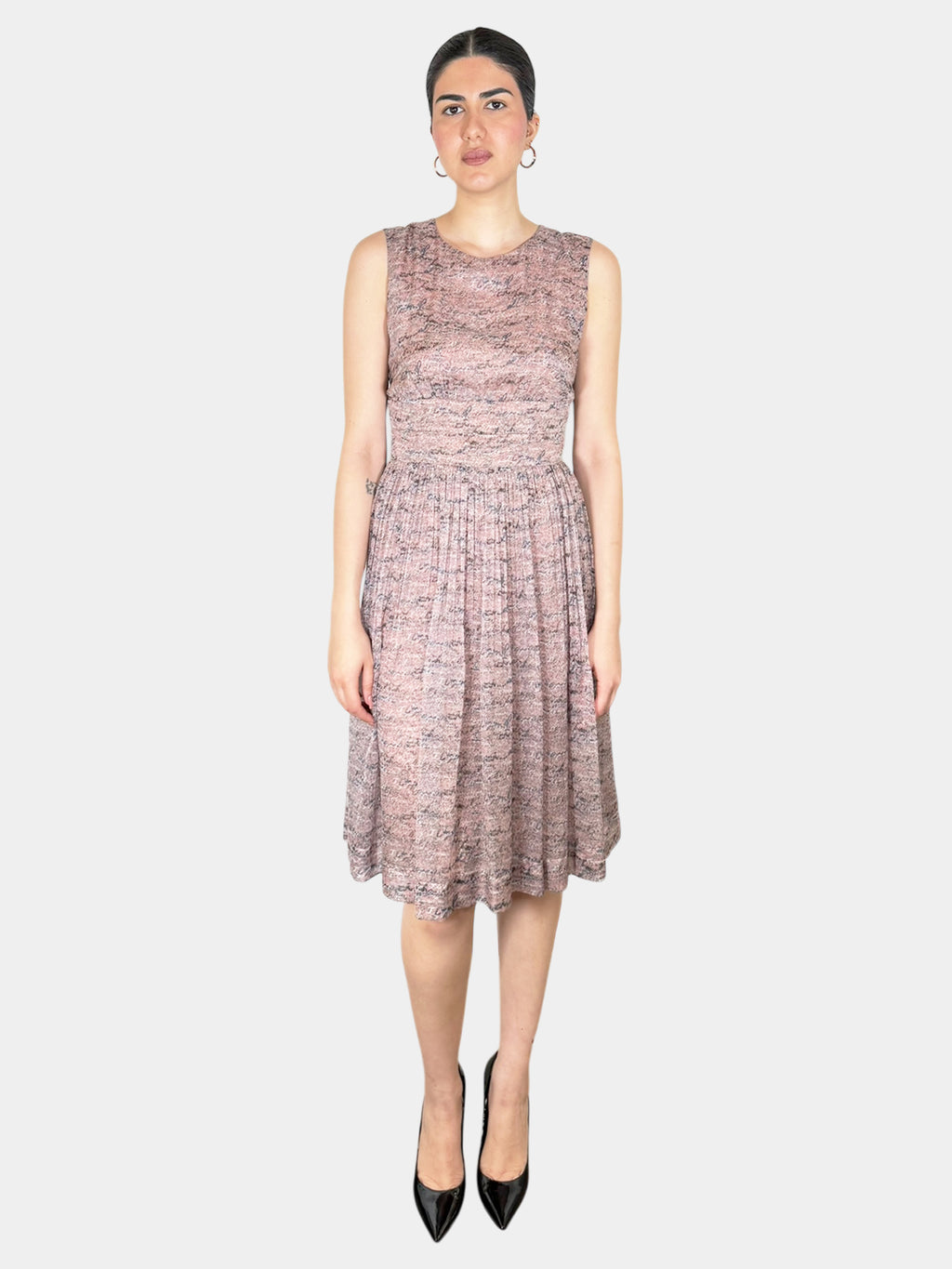 Patterned Pleated Dress