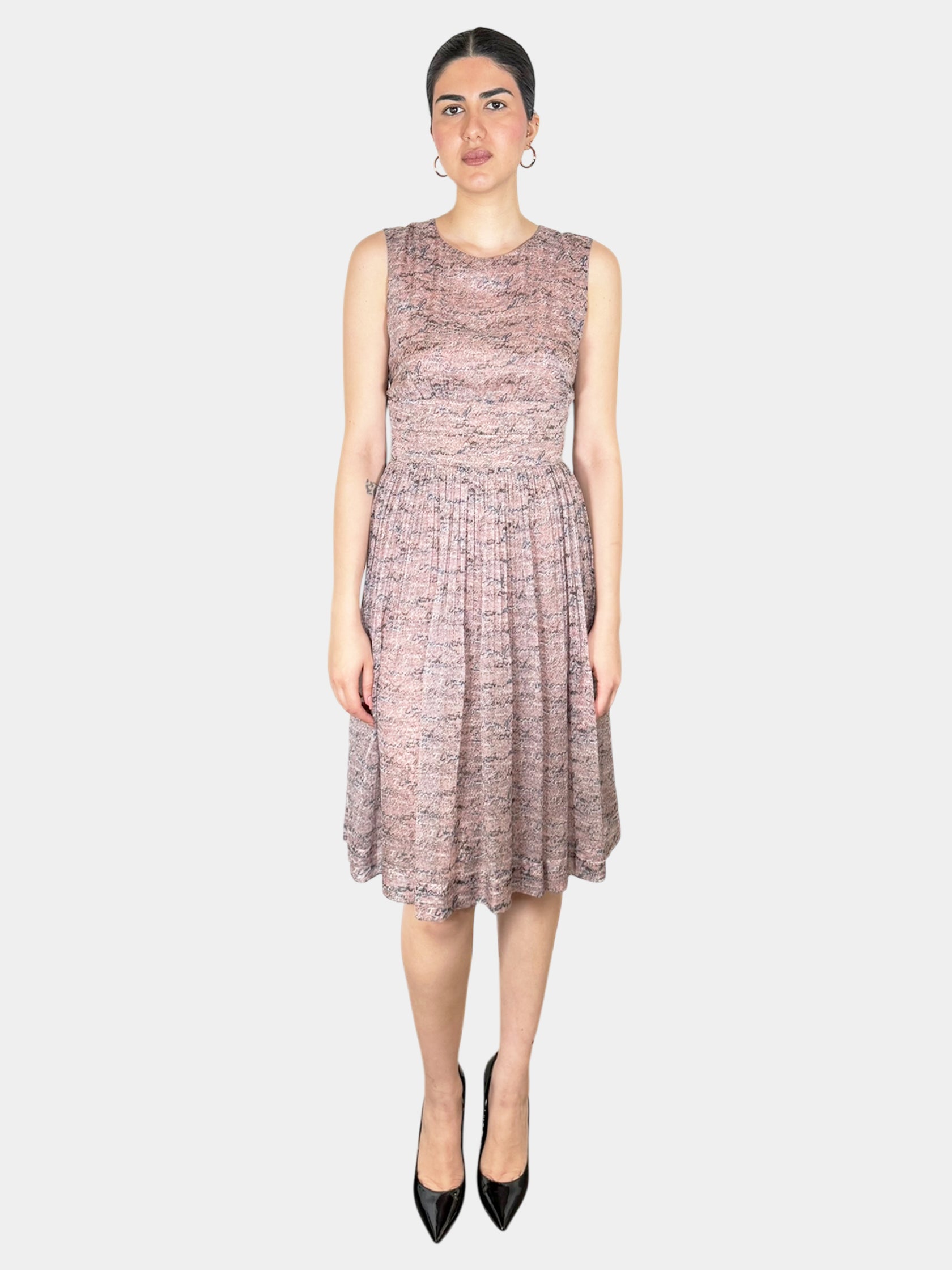 Patterned Pleated Dress