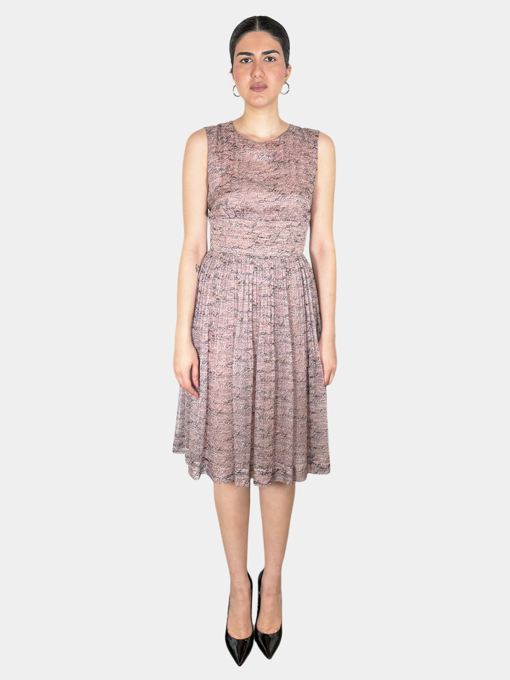 Patterned Pleated Dress
