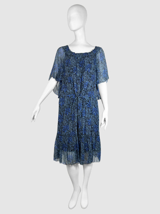Floral Print Knee-Length Dress - Size L