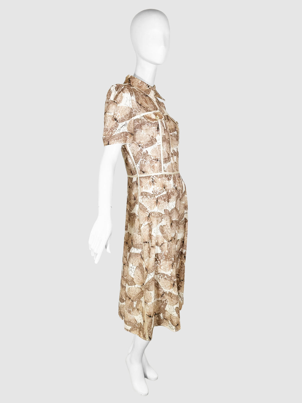 Butterfly Print Lace Midi Dress - Size M