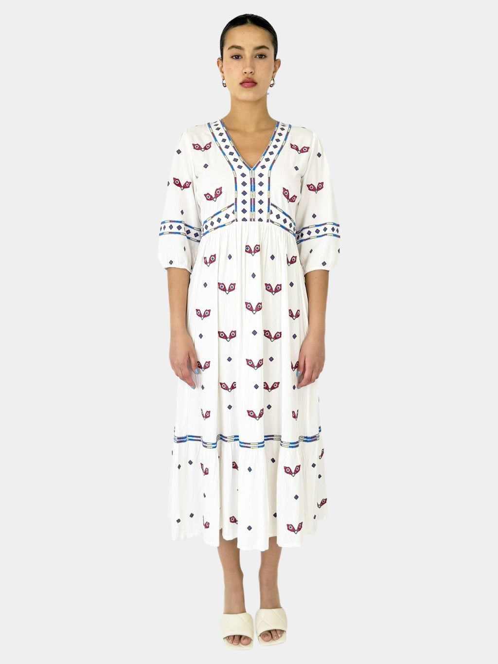 Embroidered Midi Dress