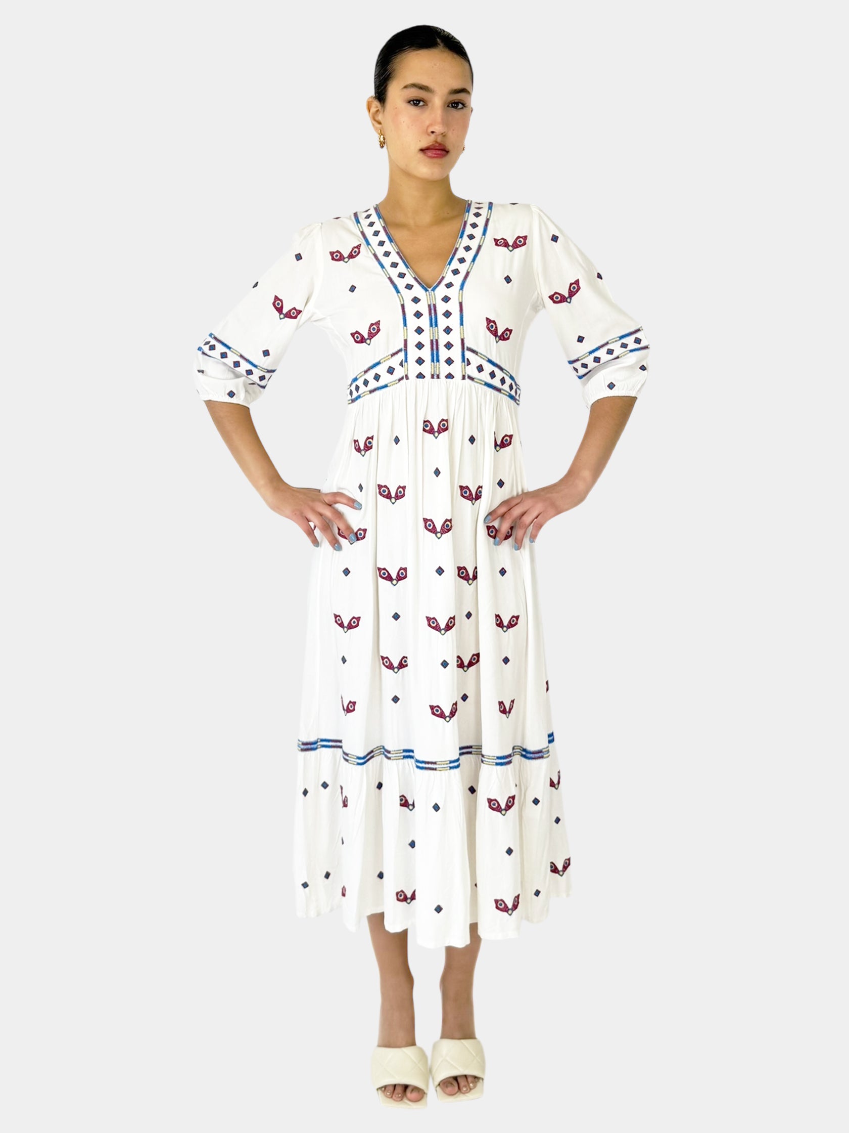 Embroidered Midi Dress