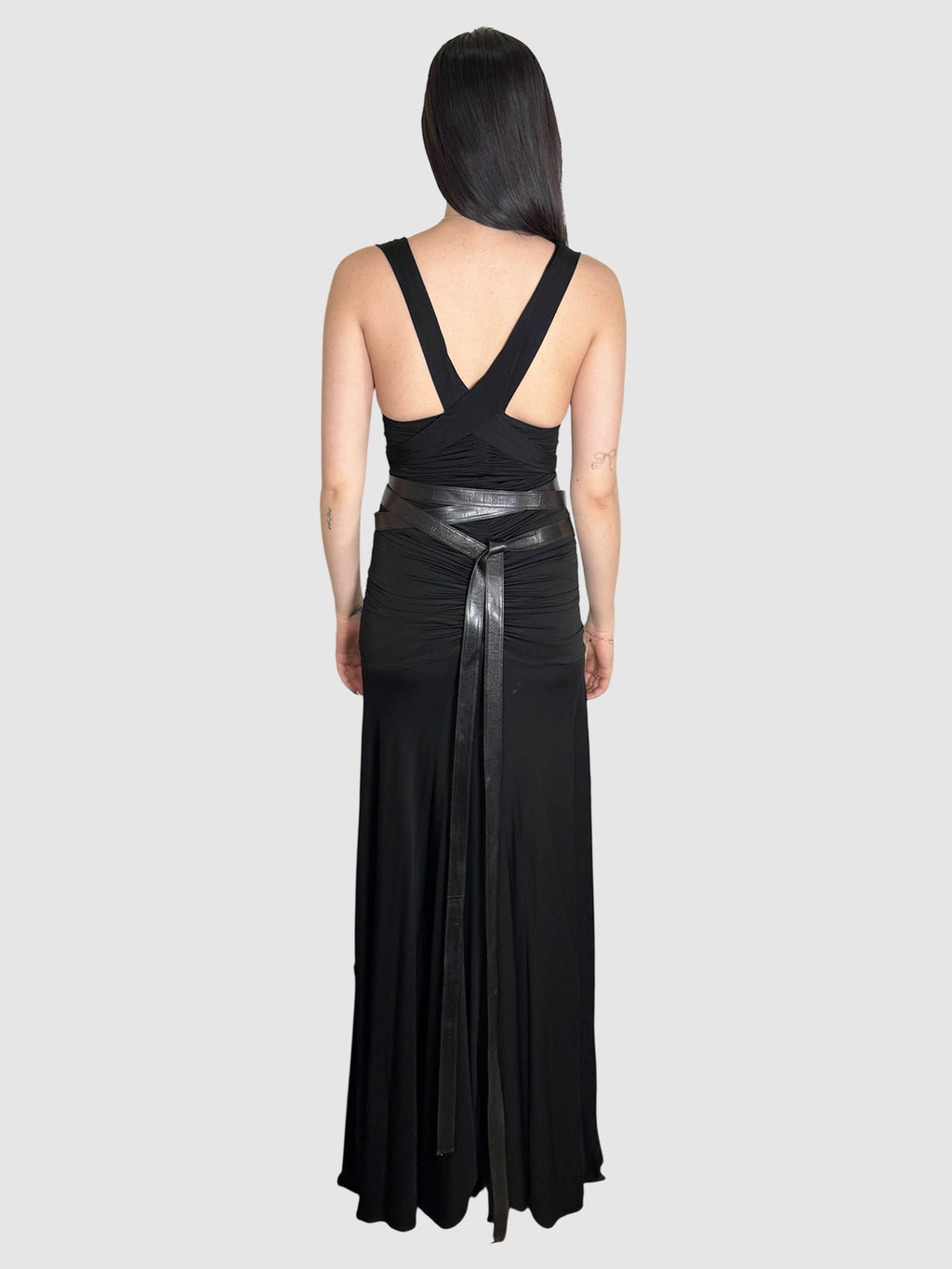 Leather Accent Maxi Dress