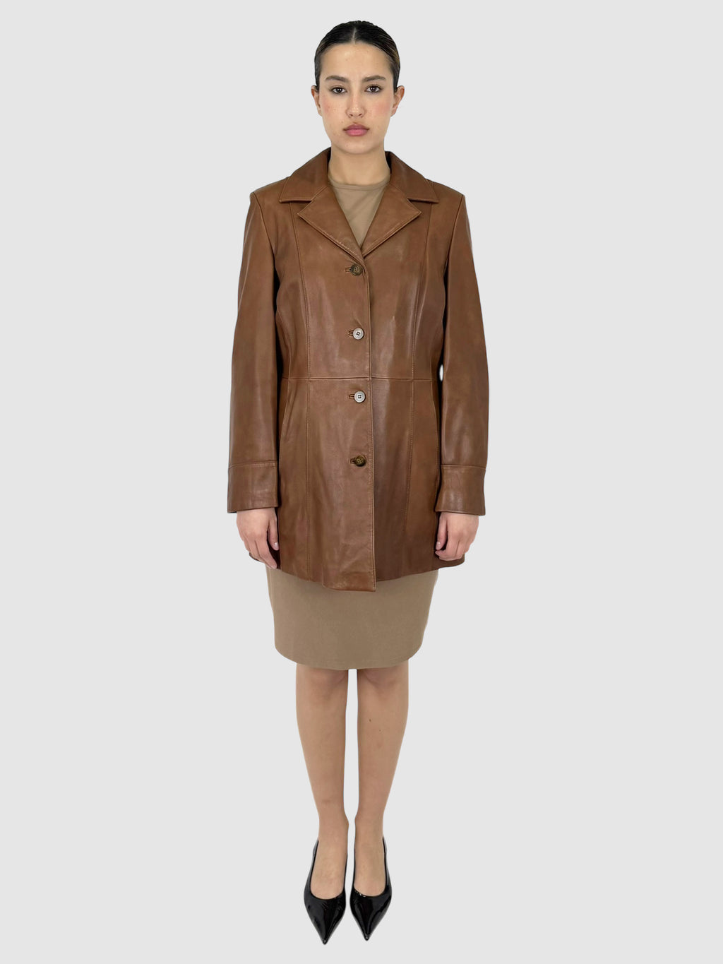 Button-Up Leather Jacket