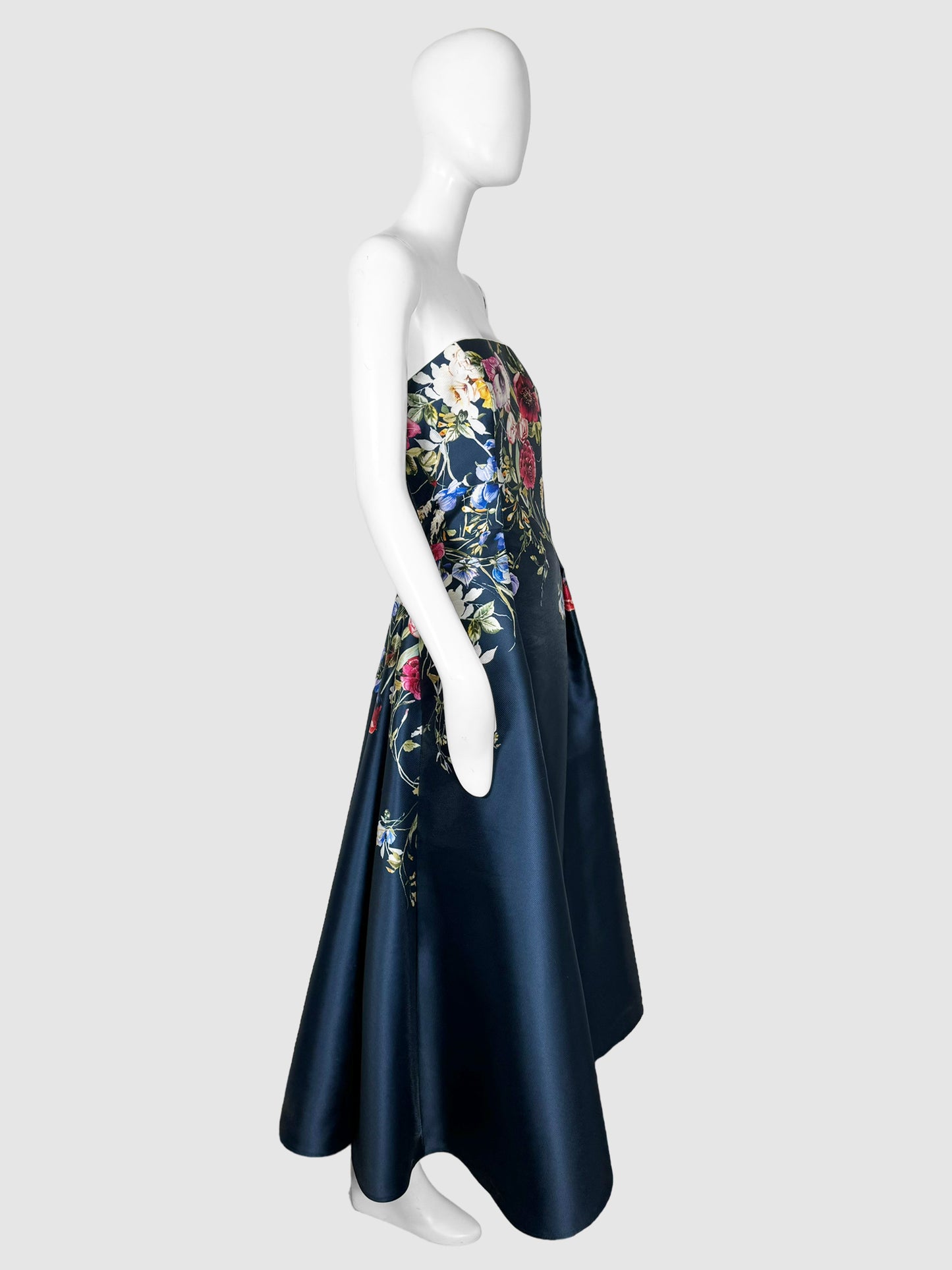 Strapless Floral Print Maxi Dress - Size L