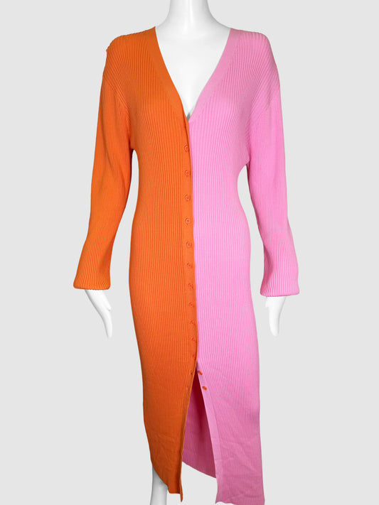 Shoko Colourblock Ribbed Midi Dress - Size XL