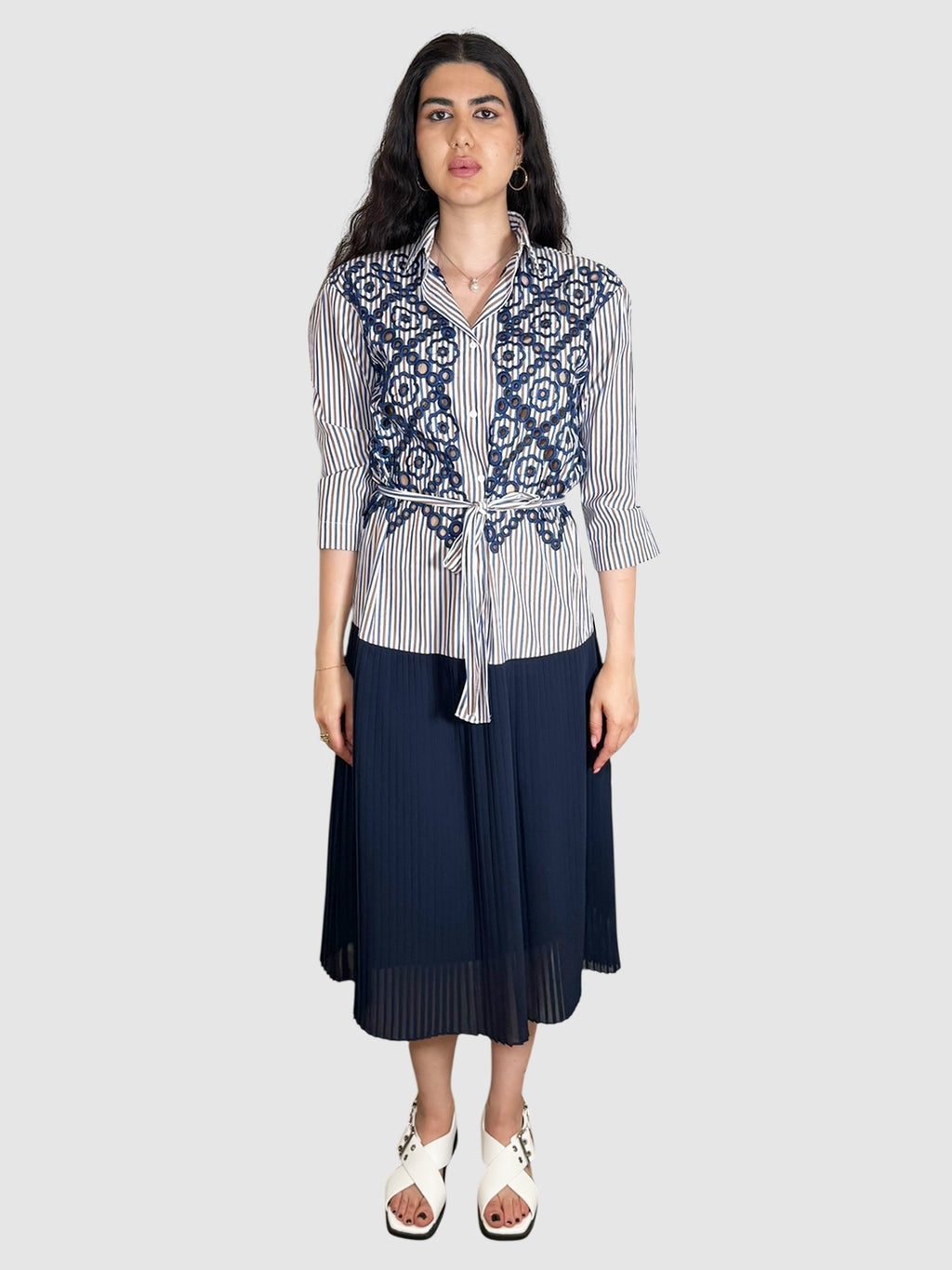 Striped Pleated Dress